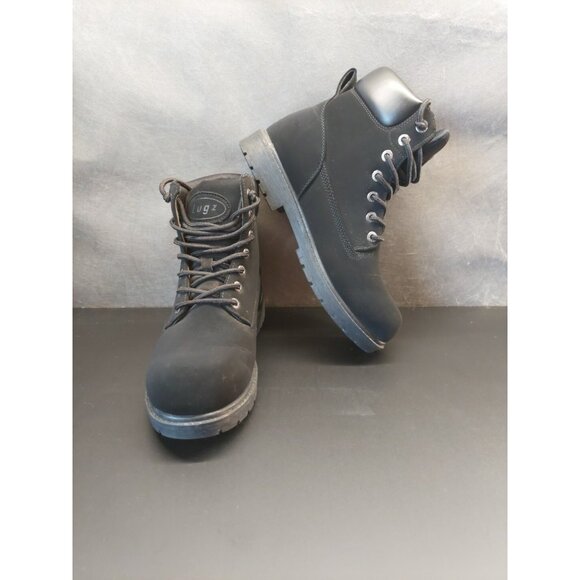 Lugz Men's 8.5  Black Lace-Up Boots With Padded Collar & Durable Sole - Picture 1 of 15